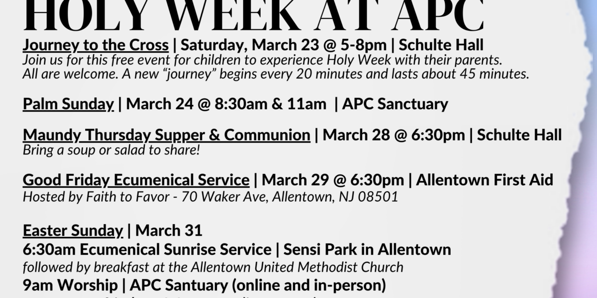 Holy Week at APC